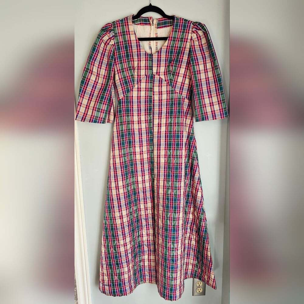 Vintage Tartan Plaid Quilted Christmas Holiday Dress